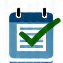 Icon of a calendar with a checkmark.